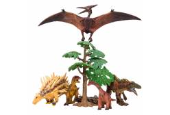Динозавры и драконы для детей серии Мир динозавров. Птеродактиль, полакантус, цератозавр, тираннозавр мини (набор фигурок из 7 предметов)