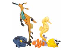 Фигурки игрушки серии Мир морских животных. Рыбка-клоун, рыба-лиса, рыбка-хирург, морской конек, морской дракон (набор из 5 фигурок животных)
