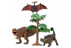 Динозавры и драконы для детей серии Мир динозавров. Птеродактиль, тираннозавр, анкилозавр (набор фигурок из 4 предметов)