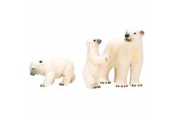 Фигурки игрушки серии Мир морских животных. Белая медведица и медвежата, 3 предмета