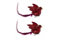Набор новогодних ёлочных украшений Птички красные, 2 штуки, арт. 87517