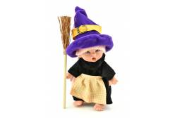 Пупс-мини Ведьмочка, с желтыми волосами, в фиолетовой шляпе