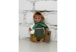 Кукла Джестито Домовёнок, девочка, в зеленой кофте и желтой шапочке, 18 см