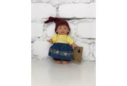Кукла Джестито Гном, девочка, улыбается, в желтом сарафане, 18 см