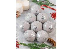 Набор 8 новогодних шаров Снежинка, цвет: серый с серебром, 9,5x9,5 см