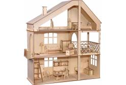 Кукольный дом из дерева ХэппиДом Гранд коттедж с верандой и мебелью